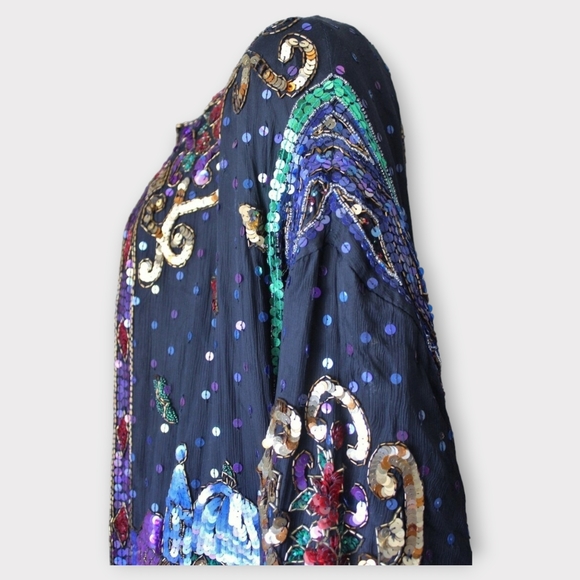 Plus size vintage sequin silk cityscape jacket 2X by TOGETHER! - Picture 9 of 9